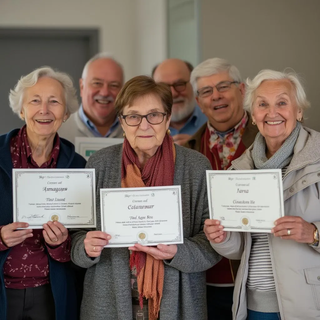 Spokojení účastníci kurzu s certifikáty